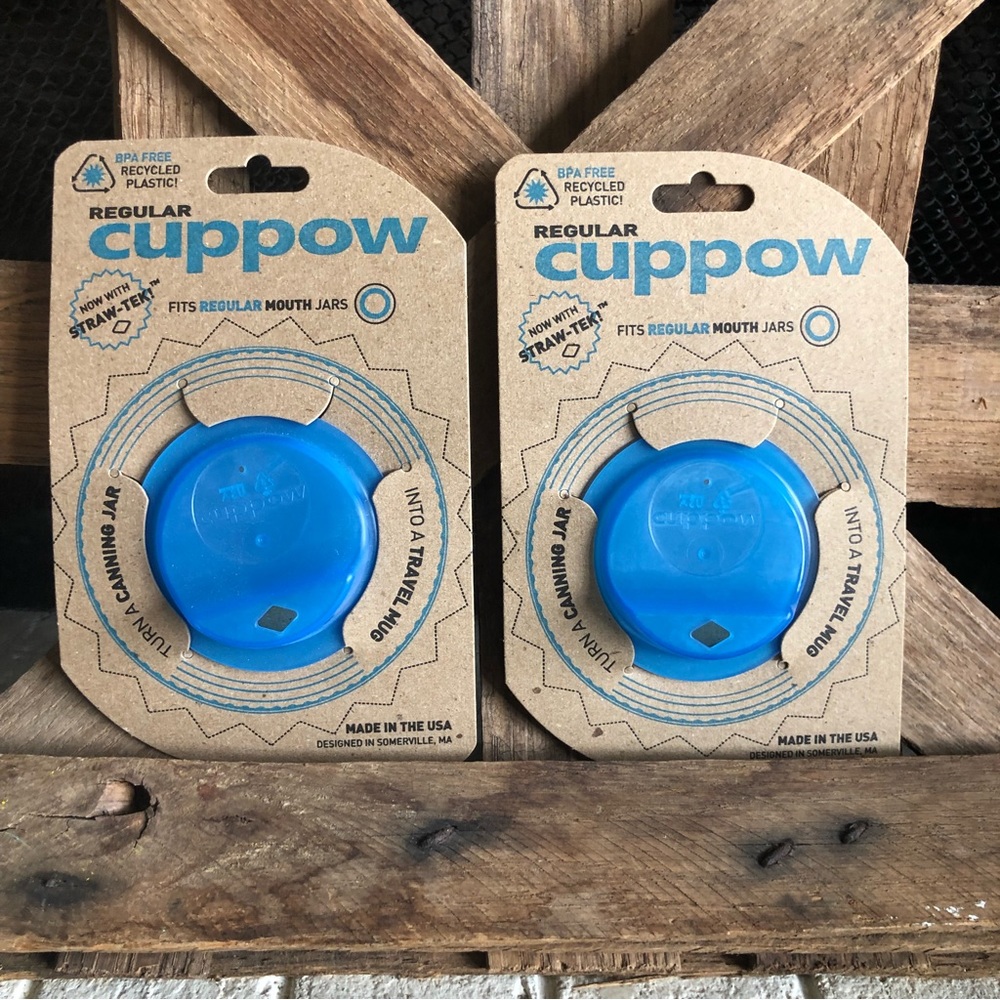 NWT Cuppow  Canning Jar drinking Lid for Regular Mouth Blue set of two (48)